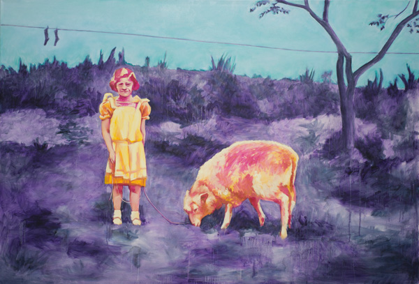 Das Mädchen und das Schaf. 2013. Öl auf Leinwand. 200x135cm