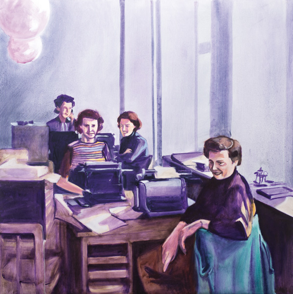 Gemeinschaftsbüro. 2013. Öl auf Leinwand. 100x100cm
