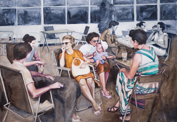 Nachmittag in Gesellschaft 2. 2013. Öl auf Leinwand. 160x110cm