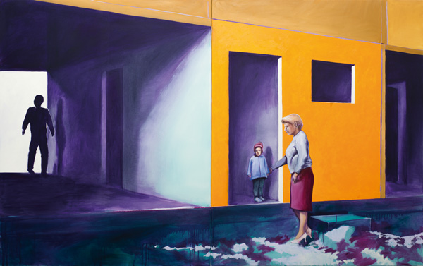 Wann kommt Papa? 2013. Öl auf Leinwand. Diptychon. 220x145cm
