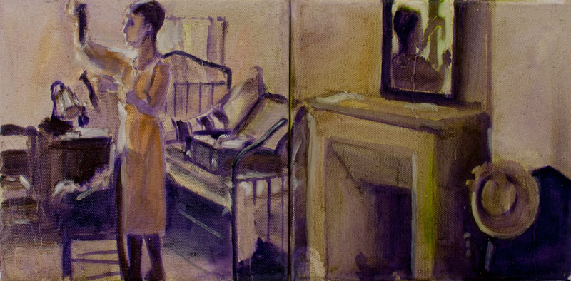 Mademoiselle XII Diptychon. 40x20cm